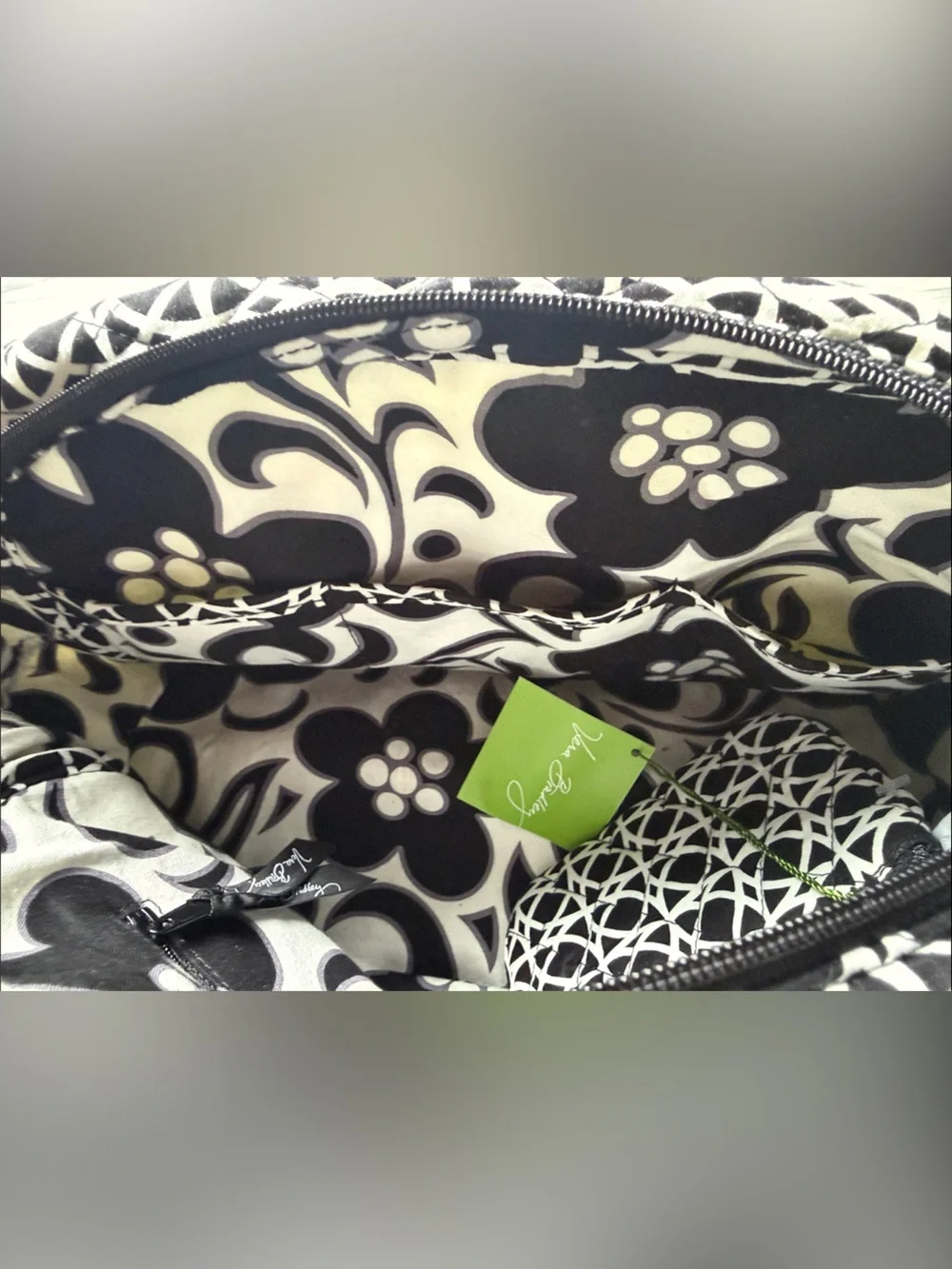 Vera Bradley Black & White Patterned Quilted Satchel